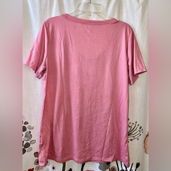 Nike Scoop Neck Dri-Fit Running Short Sleeve Top in Pink Size: M - Picture 2 of 5